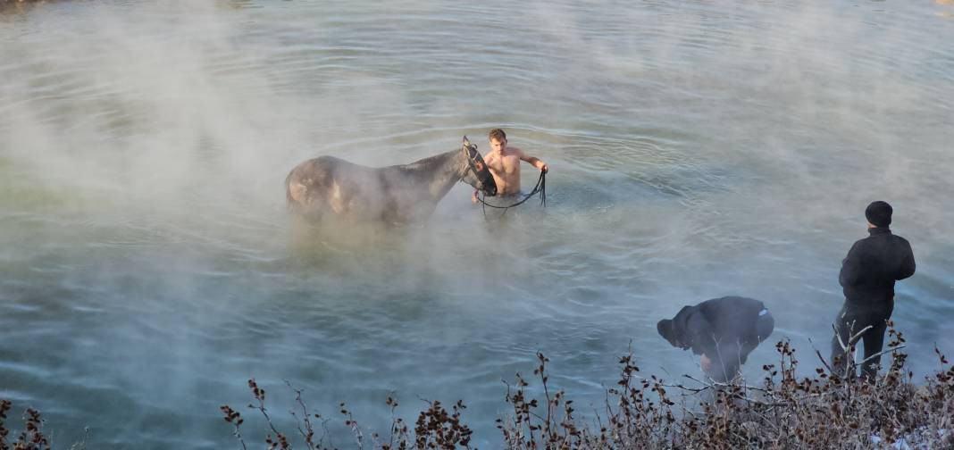 Burası Antartika değil Bitlis! Eksi 15 derecede atlarla kaplıca keyfi - Resim: 21
